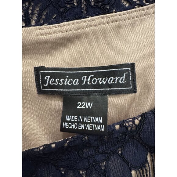 Jessica Howard Navy Blue Lace Scalloped Shift Dress Size 22W 3X Evening Plus Sz - Picture 4 of 5